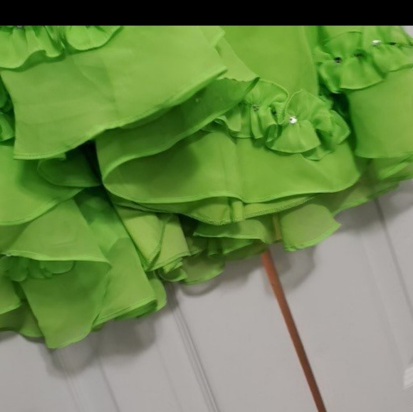 Neon Lime Green Ruffled Dance Skirt Sz M Halloween Costume - Picture 5 of 5